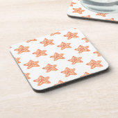 watercolor orange starfish beach design drink coaster (Left Side)