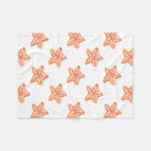 watercolor orange starfish beach design fleece blanket (Front (Horizontal))