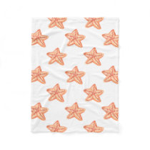 watercolor orange starfish beach design fleece blanket