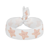 watercolor orange starfish beach design hair tie