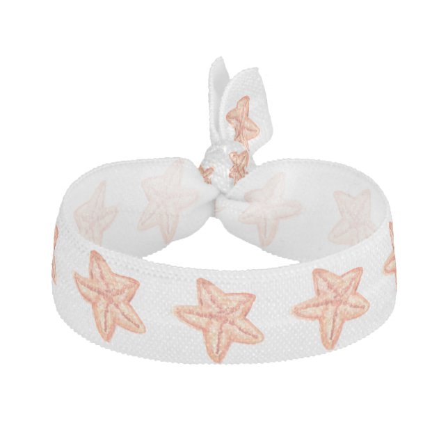 watercolor orange starfish beach design hair tie (Front)