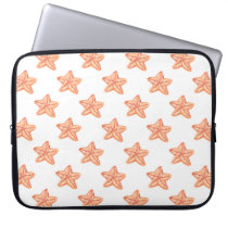 watercolor orange starfish beach design laptop sleeve