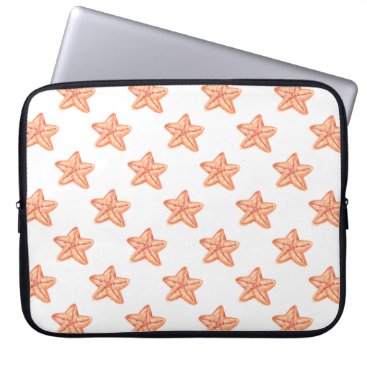 watercolor orange starfish beach design laptop sleeve