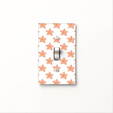 watercolor orange starfish beach design light switch cover