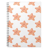 watercolor orange starfish beach design notebook