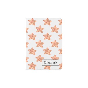 watercolor orange starfish beach design passport holder