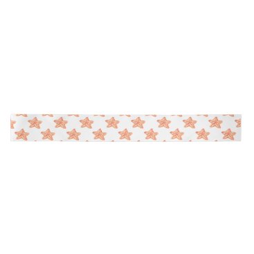 watercolor orange starfish beach design satin ribbon