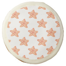 watercolor orange starfish beach design sugar cookie
