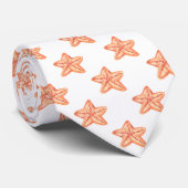 watercolor orange starfish beach design tie (Rolled)