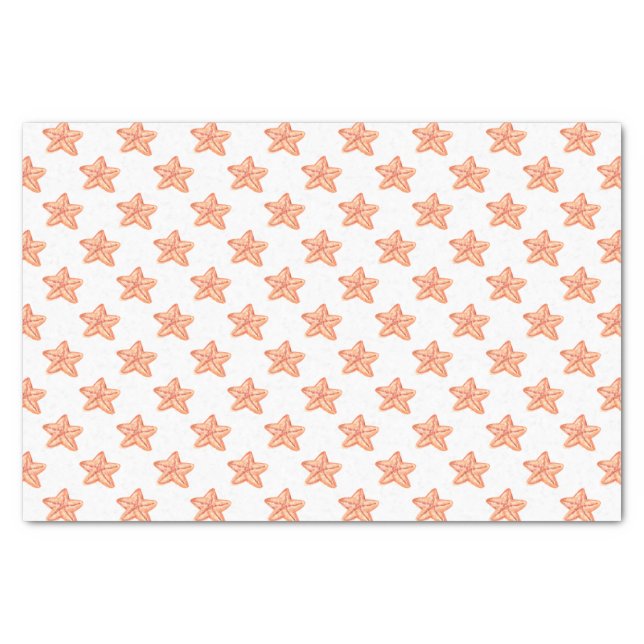 watercolor orange starfish beach design tissue paper (Front)