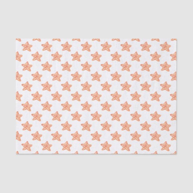 watercolor orange starfish beach design tissue paper (Front)