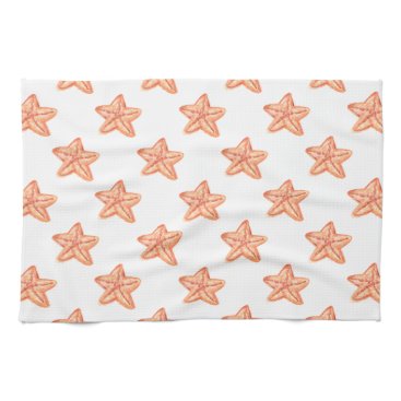 watercolor orange starfish beach design towel
