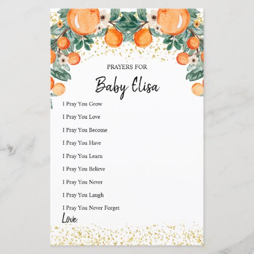 Watercolor Orange Summer Prayers for Baby Game