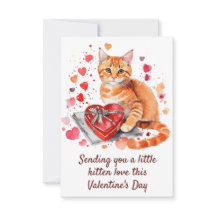 Watercolor Orange Tabby Cat with Heart Gift Box