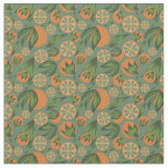 Watercolor Orange Teal Fruit Pattern Fabric