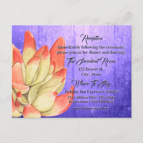 Watercolor Orange_tipped Succulent Reception Enclosure Card