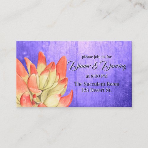 Watercolor Orange_tipped Succulent Reception Enclosure Card