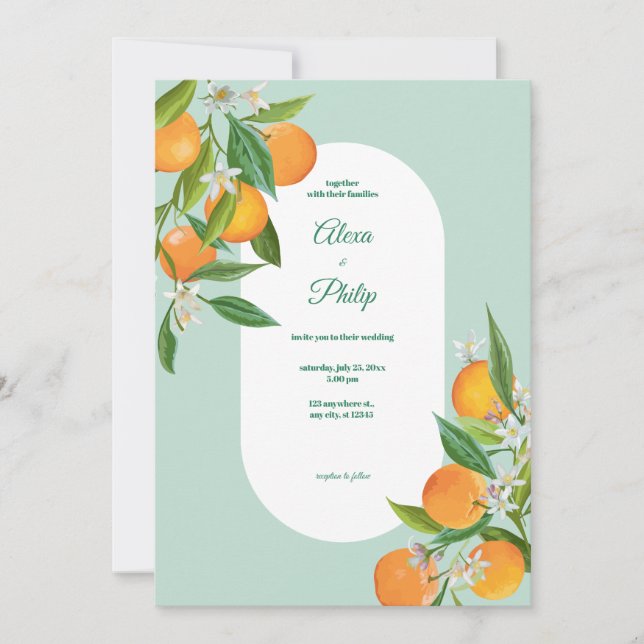 Watercolor Orange Wedding Invitation (Front)
