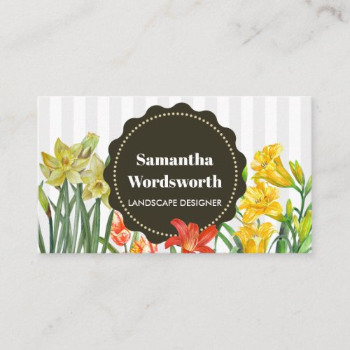 Watercolor Orange Yellow Spring Flowers Business Card
