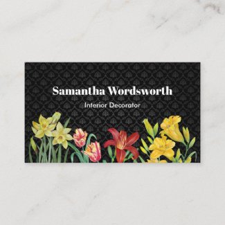 Watercolor Orange Yellow Spring Flowers Damask