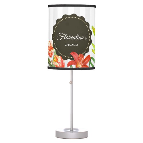 Watercolor Orange Yellow Spring Flowers Painting Table Lamp
