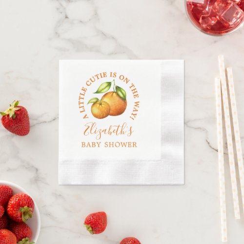 Watercolor Oranges A Little Cutie Baby Shower Napkins