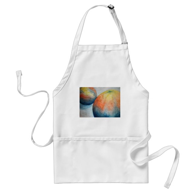 watercolor oranges adult apron (Front)