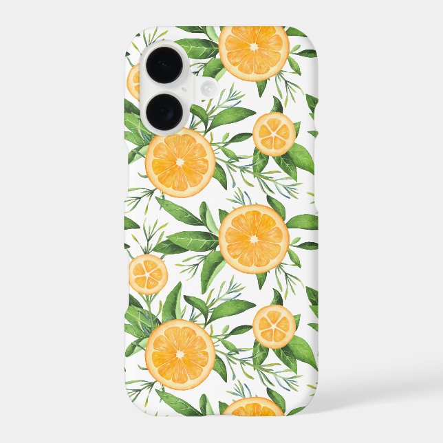 Watercolor Oranges and Foliage Pattern Iphone Case (Back)