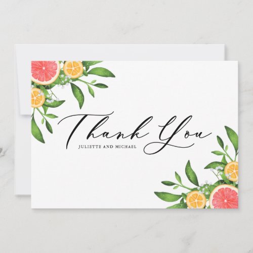 Watercolor Oranges and Grapefruits Borders Thank You Card