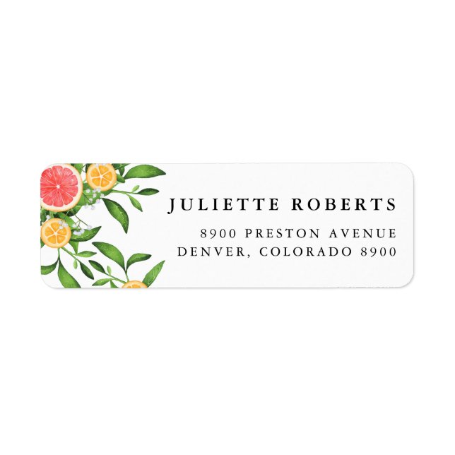 Watercolor Oranges and Grapefruits Label (Front)