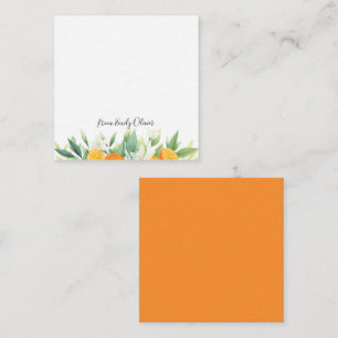 Watercolor Oranges and Greenery - Custom Name Note Card