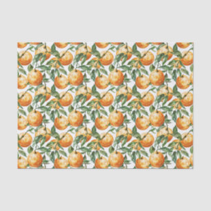 Watercolor Oranges and Leaves Pattern Decoupage Tissue Paper