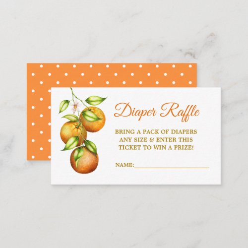 Watercolor Oranges Baby Shower Diaper Raffle Dots Enclosure Card