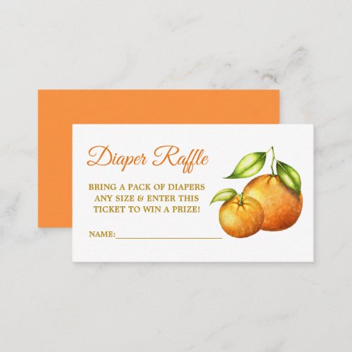 Watercolor Oranges Baby Shower Diaper Raffle Enclosure Card