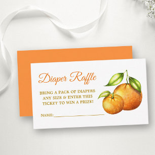 Watercolor Oranges Baby Shower Diaper Raffle Enclosure Card