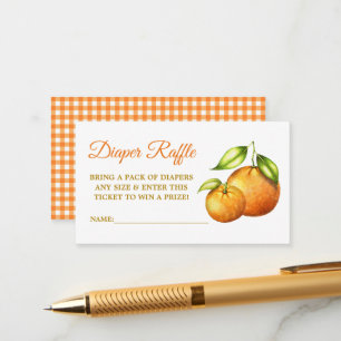Watercolor Oranges Baby Shower Plaid Diaper Raffle Enclosure Card