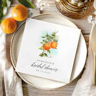Watercolor Oranges Citrus Bridal Shower Napkins