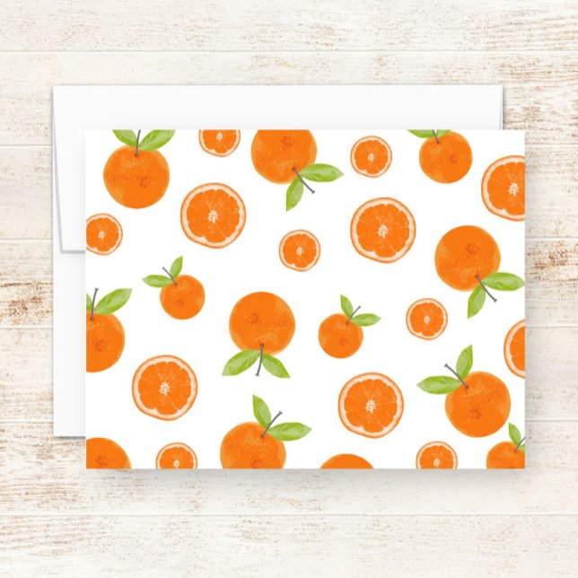 Watercolor Oranges Citrus Fruit Note Card (Creator Uploaded)
