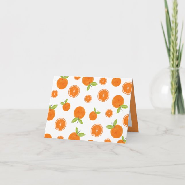 Watercolor Oranges Citrus Fruit Slices Thank You Card (Front)