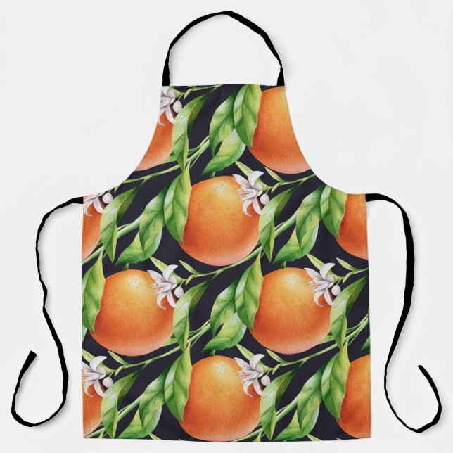 Watercolor Oranges: Citrus Seamless Pattern Apron (Front)