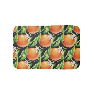 Watercolor Oranges: Citrus Seamless Pattern Bath Mat