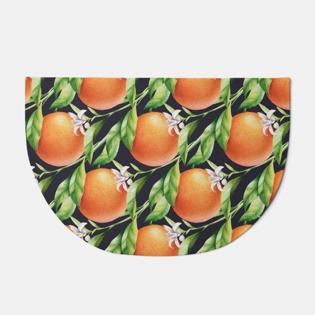 Watercolor Oranges: Citrus Seamless Pattern Doormat (Front)
