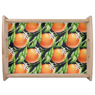 Watercolor Oranges: Citrus Seamless Pattern Serving Tray