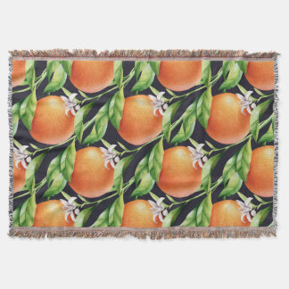 Watercolor Oranges: Citrus Seamless Pattern Throw Blanket