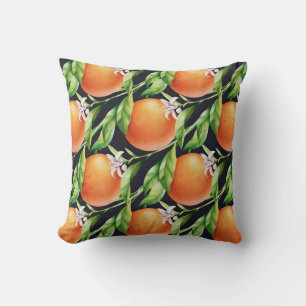 Watercolor Oranges: Citrus Seamless Pattern Throw Pillow
