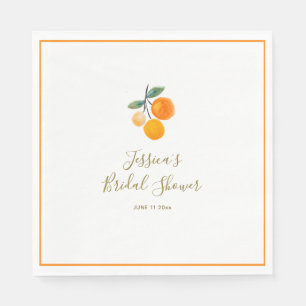 Watercolor Oranges Cute Citrus Fruit Bridal Shower Napkins