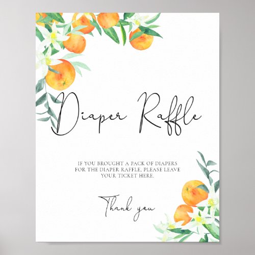 Watercolor oranges diaper raffle poster
