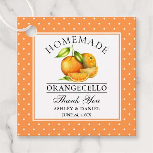 Watercolor Oranges Dots Orangecello Wedding Thanks Favor Tags