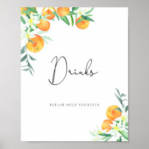 Watercolor oranges Drinks help yourself Poster
