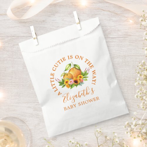 Watercolor Oranges Floral Little Cutie Baby Shower Favor Bag
